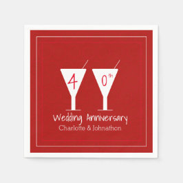 Guardanapo De Papel Vidro do 40º aniversário de casamento Ruby