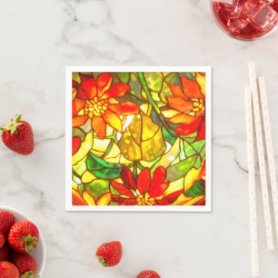 Guardanapo De Papel Vidro-poinsettia flor-vintage floral