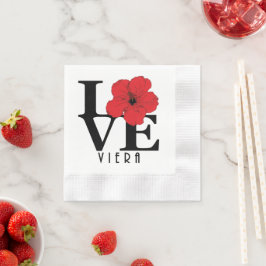 Guardanapo De Papel Viera AMOR Hibisco Vermelho