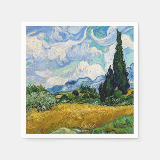 Guardanapo De Papel Vincent Van Gogh - Campo de Trigo com Cipras (Frente)