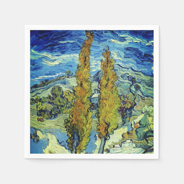 Guardanapo De Papel Vincent Van Gogh Dois Poplars em Santo-Rémy (Frente)