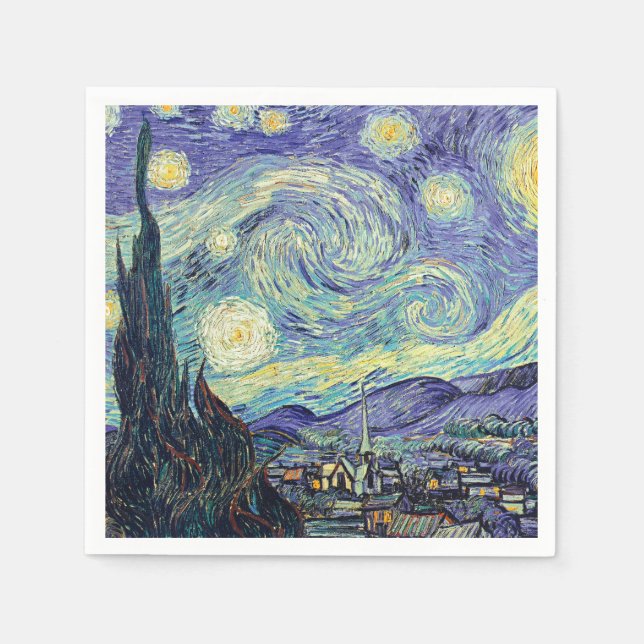 Guardanapo De Papel Vincent Van Gogh Na Noite Estrelada (Frente)