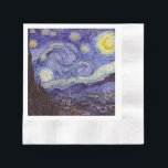 Guardanapo De Papel Vincent Van Gogh Starry Night Vintage Fine Art<br><div class="desc">Vincent van Gogh Starry Night Fine Art Painting Starry Night Starry Night é uma pintura do artista poste-impressionista holandês Vincent van Gogh. O céu azul à noite está cheio de nuvens, estrelas e uma lua crescente brilhante. A Noite Estrelada é a única noturna na série de visões da janela do...</div>