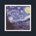 Guardanapo De Papel Vincent Van Gogh Starry Night Vintage Fine Art<br><div class="desc">Vincent van Gogh Starry Night Fine Art Painting Starry Night Starry Night é uma pintura do artista poste-impressionista holandês Vincent van Gogh. O céu azul à noite está cheio de nuvens, estrelas e uma lua crescente brilhante. A Noite Estrelada é a única noturna na série de visões da janela do...</div>