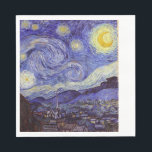 Guardanapo De Papel Vincent Van Gogh Starry Night Vintage Fine Art<br><div class="desc">Vincent van Gogh Starry Night Fine Art Painting Starry Night Starry Night é uma pintura do artista poste-impressionista holandês Vincent van Gogh. O céu azul à noite está cheio de nuvens, estrelas e uma lua crescente brilhante. A Noite Estrelada é a única noturna na série de visões da janela do...</div>