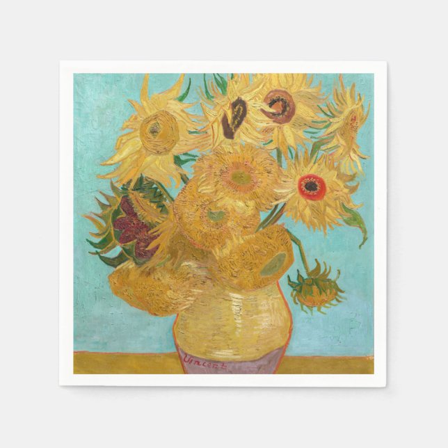 Guardanapo De Papel Vincent Van Gogh - Vaso com Doze Girassóis (Frente)