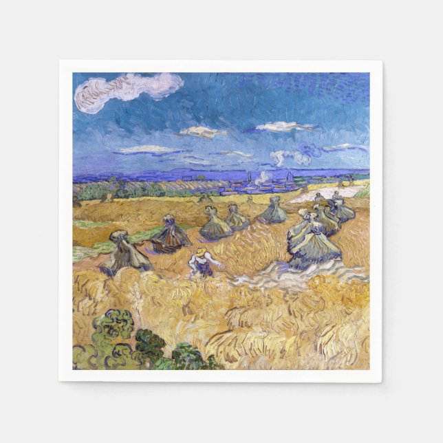 Guardanapo De Papel Vincent van Gogh - Wheat Stacks with Reapers (Frente)