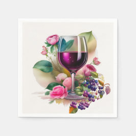 Guardanapo De Papel Vinha de Vinícola Copo de Vinho Rosas Rosa