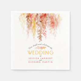 Guardanapo De Papel Vinhas aquarelas casamento outono vermelho-alaranj