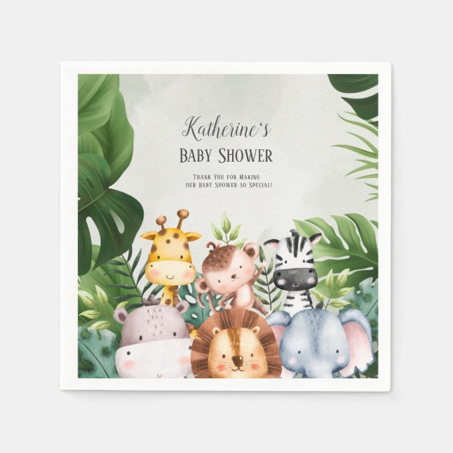 Guardanapo De Papel Vinheta de Animais Safari Selvagens (Frente)