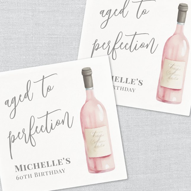Guardanapo De Papel Vinho Com Idade Simples À Perfeição Aniversário (Wine Simple Aged To Perfection Birthday Napkins)