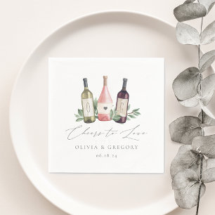 Guardanapo De Papel Vinho de Aquarela e Cheque Botânico para Amar