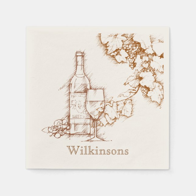 Guardanapo De Papel Vinho Desenho Considerado (Frente)