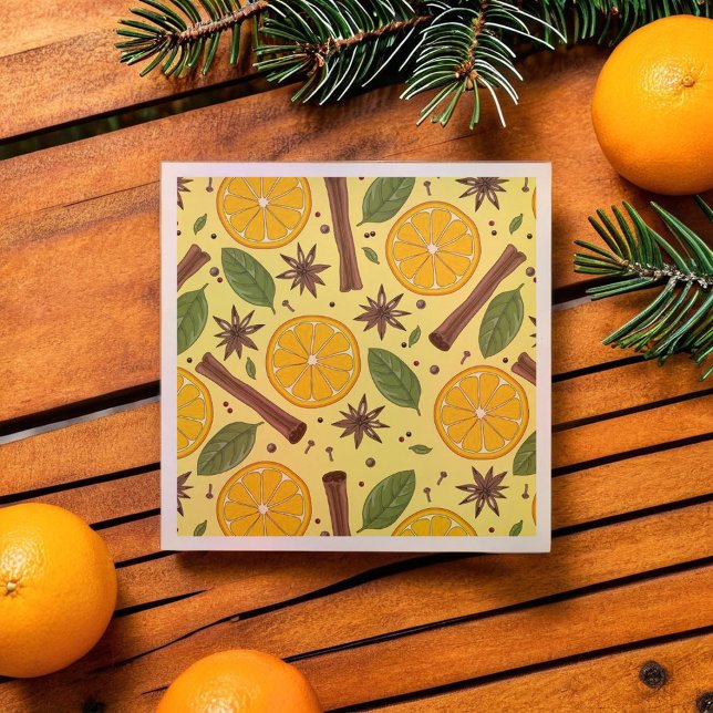Guardanapo De Papel Vinho malhado de Natal amarelo picante (Christmas mulled wine spicy yellow napkins)