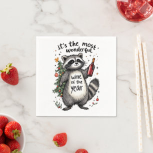 Guardanapo De Papel Vinho Maravilhoso do Ano Raccoon