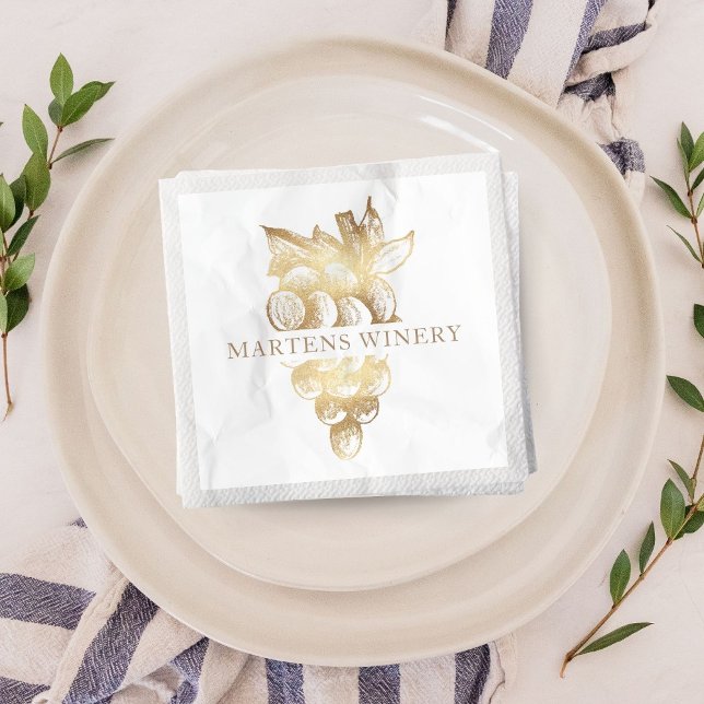 Guardanapo De Papel Vinho Para Empresas Vinho Uvas Douradas Elegantes (Criador carregado)