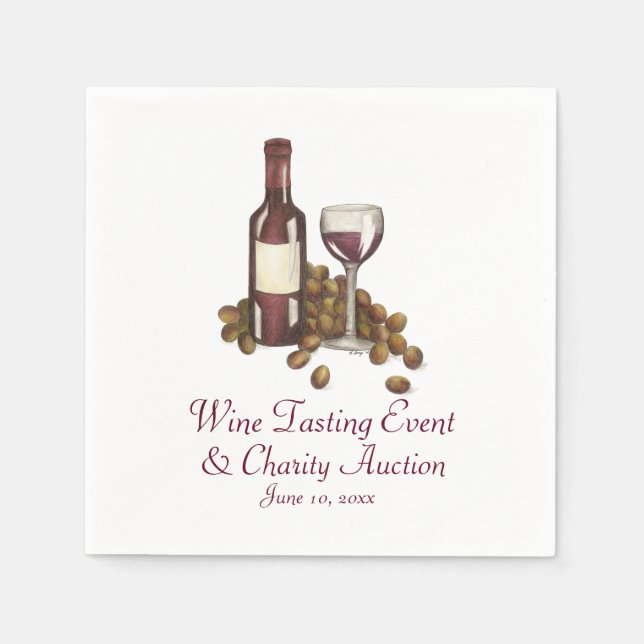 Guardanapo De Papel Vinho Provando Coquetel Parte Vidro da garrafa (Frente)