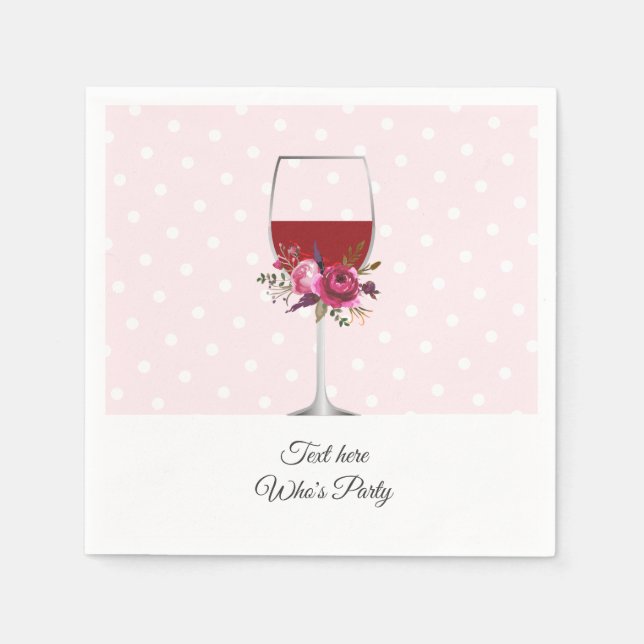 Guardanapo De Papel vinho tinto, aniversário de adulto, casamento, flo (Frente)