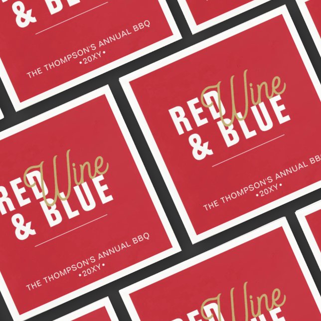 Guardanapo De Papel Vinho Vermelho e Livro Azul 4 de julho (Criador carregado)