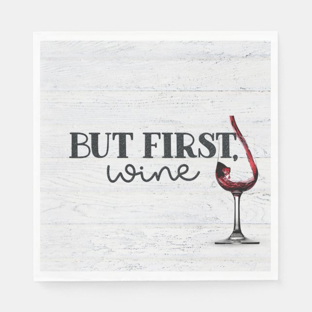 Guardanapo De Papel Vinho Vermelho Vidro De Madeira Branqueada (Frente)