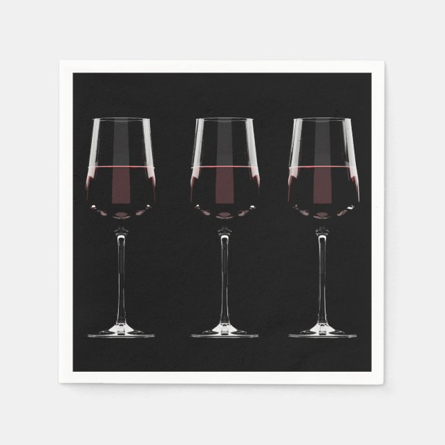 Guardanapo De Papel Vinhos com vinho tinto em preto (Frente)