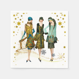 Guardanapo De Papel Vintage 1930 Mulheres Saudação de Natal