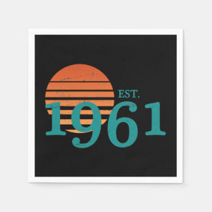 Guardanapo De Papel Vintage 1961 60th Birthday Retro Sunset