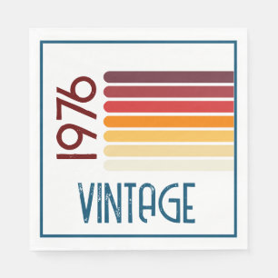 Guardanapo De Papel Vintage 1976 Retro Stripe Sun 50th Birthday