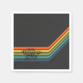 Guardanapo De Papel Vintage 1976 Style Birthday paper napkin.