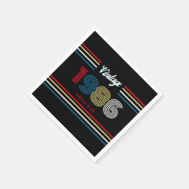 Guardanapo De Papel Vintage 1986 Retro Stripe Colorful 40th Birthday 