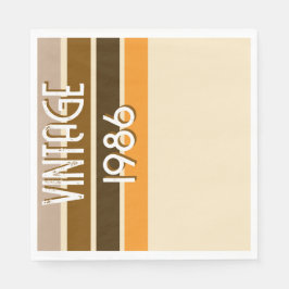 Guardanapo De Papel Vintage 1986 Retro Stripes Brown Tan Vintage