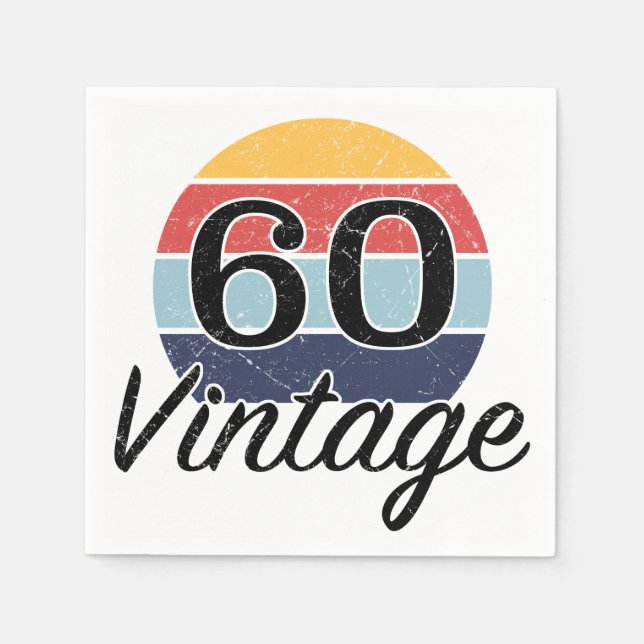 Guardanapo De Papel Vintage 60th Birthday Sunset (Frente)