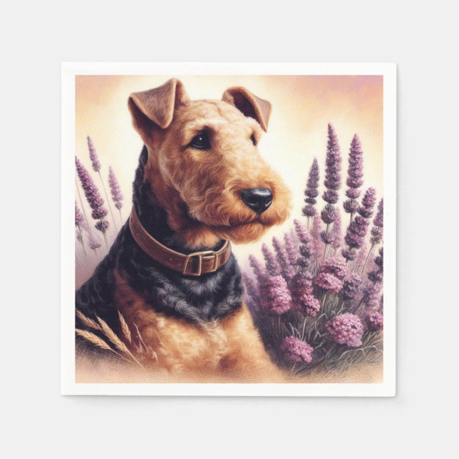 Guardanapo De Papel Vintage Airedale Terrier Painting (Frente)