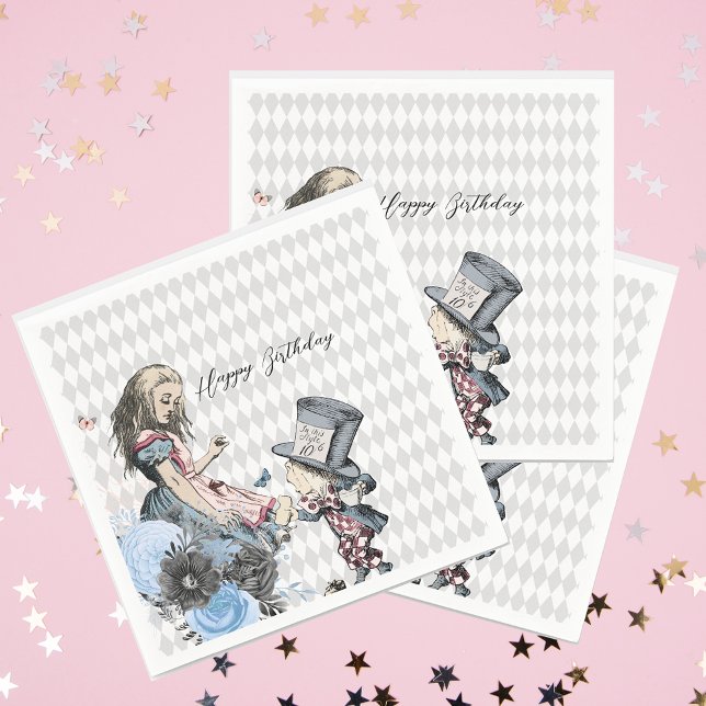 Guardanapo De Papel Vintage Alice & Mad Hatter Personalizável (Criador carregado)