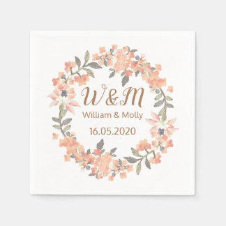 Guardanapo De Papel Vintage Apricot Floral Wedding