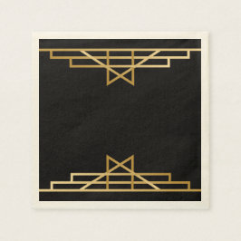 Guardanapo De Papel Vintage Art Deco Black Dourada Gatsby Festa de cas