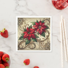 Guardanapo De Papel Vintage Art Nouveau Natal Poinsettia Decoupage