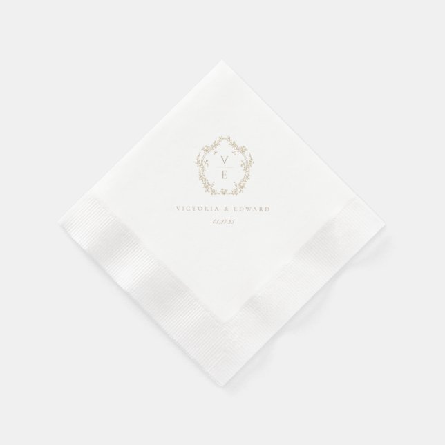Guardanapo De Papel Vintage Beige Crest Monogramas (Canto)