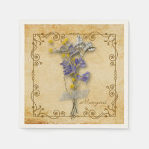 Vintage Belo Beige Flowers Secos com Nome