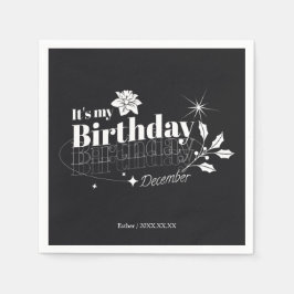 Guardanapo De Papel Vintage Black Personalized December Birthday