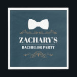 Guardanapo De Papel Vintage Blue Dourado Arco Tie Bachelor Party<br><div class="desc">Elevem a sua despedida de solteiro com nossa Vintage Blue Dourado Tie. Os enfeites e a tipografia ousada fazem com que este arco amarre um na moda. A combinação de azul, ouro e branco dá a ele uma sensação vintage que é perfeita para qualquer festa ou celebração de casamento. Prepare-se...</div>