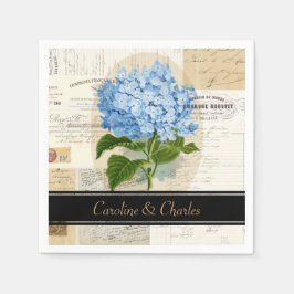 Guardanapo De Papel Vintage Blue Hydrangea Casamento Francês Napkins