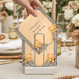 Guardanapo De Papel Vintage Blue Jeans Teddy Baby Shower