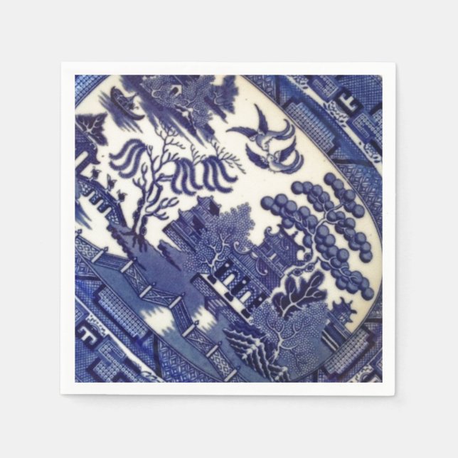 Guardanapo De Papel Vintage Blue Willow China Plate Azulejo Dish (Frente)