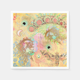 Guardanapo De Papel Vintage boêmia, arte hippie pastel única