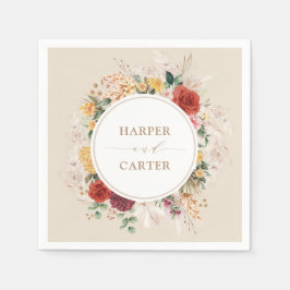 Guardanapo De Papel Vintage Boho Tropical Pampas Grass Casamento Flora