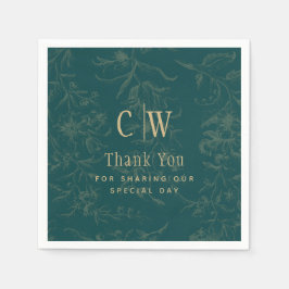 Guardanapo De Papel Vintage BOTANICAL TEAL DOURADO Casamento