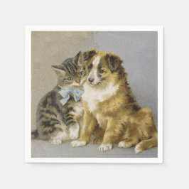 Guardanapo De Papel Vintage cat and dog intimate friendship