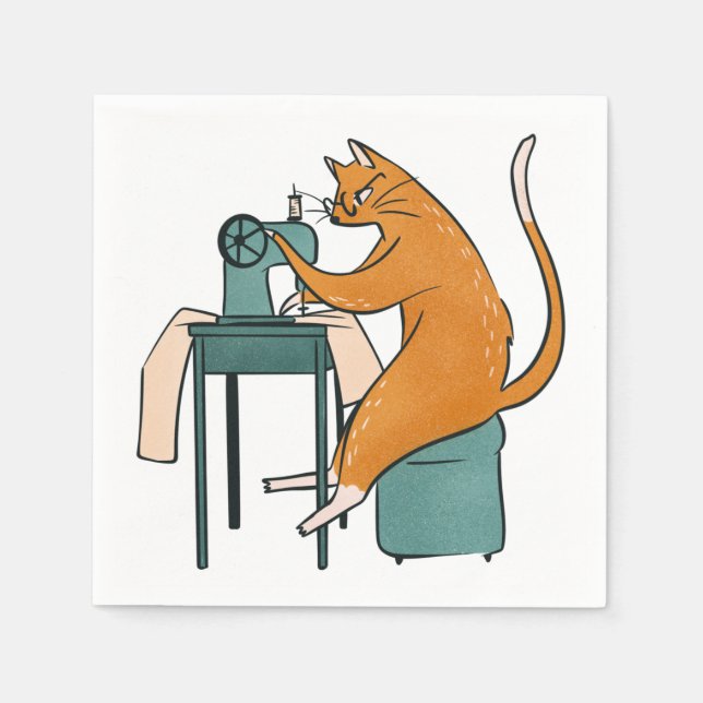 Guardanapo De Papel Vintage Cat Sewing (Frente)