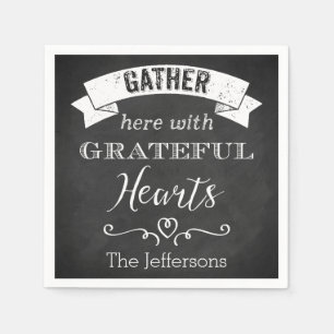 Guardanapo De Papel Vintage Chalkboard, Grateful Hearts Napkins